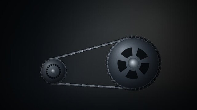 Bicycle Chain Drivetrain Gears Spinning Seamless Loop