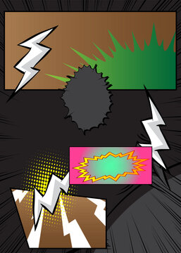 Cartoon background on black, comic book backdrop. Retro vector comics pop art design.