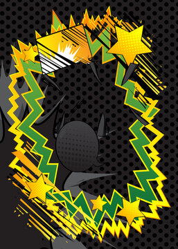 Cartoon background on black, comic book backdrop. Retro vector comics pop art design.