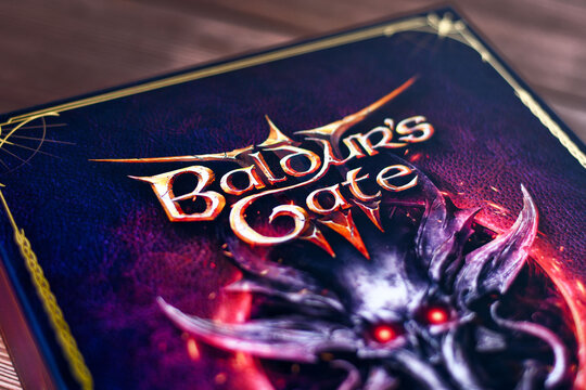 Germany - June 29th 2026: Close up of Baldur's Gate III game box. Popular fantasy role playing video game