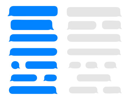 Blue and white PNG smartphone messaging interface with modern chat bubbles, text conversation elements and SMS dialogue templates for mobile communication design.
