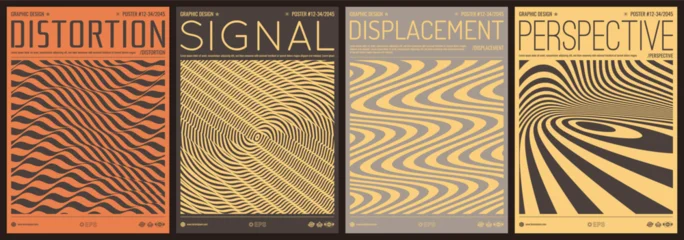Fotobehang Kasteel Wavy striped pattern. Optical illusion. Dynamic background. Displacement from multiple sliced lines. Illustration for brochure, poster, cover, card, presentation, flyer or banner.  © Login