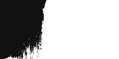 Fototapeta premium Black ink brush stroke texture on white background for graphic design