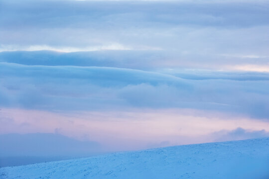 Snow on Manpupuner plateau, Russia. Winter landscape