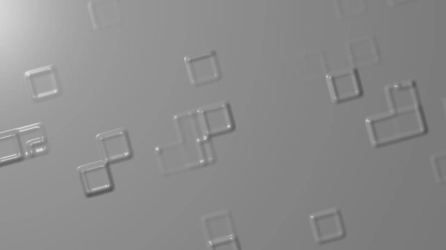 Grey emboss square tile background. Abstract monochrome plastic surface video animation. Modern clean 3D geometric texture backdrop.