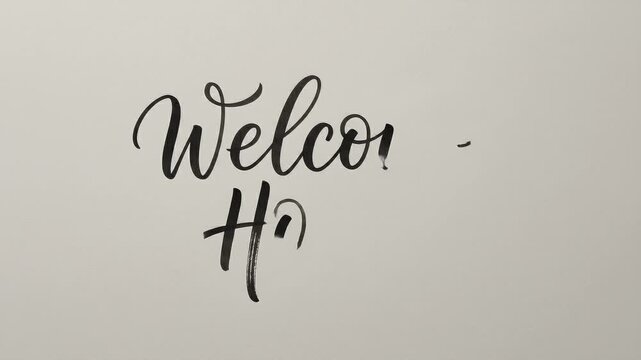 Elegant Calligraphy Writing Welcome Home Phrase.