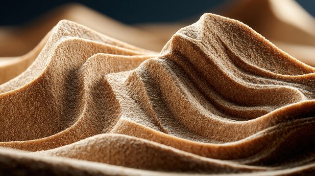 Golden sand dune waves close up wind rippled desert texture
