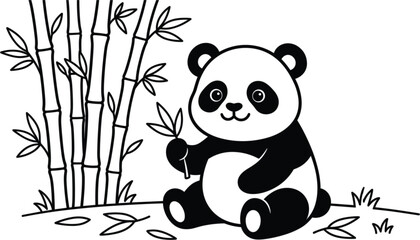 Cute giant panda and bamboo wildlife isometric vector illustration © MdArmanRakib