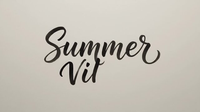 Handwritten Summer Vibe Calligraphy Animation on Beige Background.
