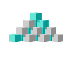 Naklejka premium Digital Ledger Innovation: Vector Illustration of Blockchain Technology in Abstract Cube Structure