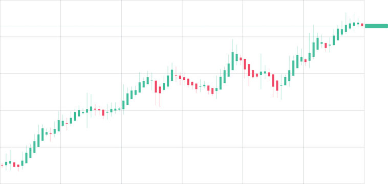 Upward trending financial candlestick chart for stock market analysis isolated on transparent background, ideal for professional finance applications, investment dashboards, and economic data reportin