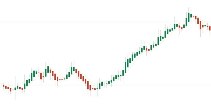 Stock market candlestick chart showing a bullish upward trend and price growth isolated on transparent background for financial reporting, investment analysis, and professional trading dashboards.
