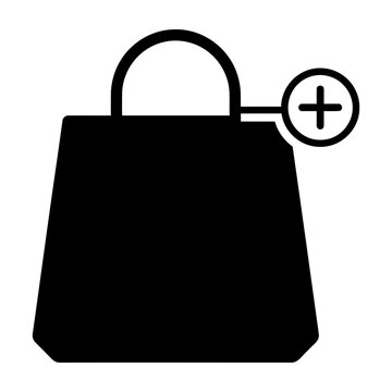 Shopping bag with add to cart plus sign icon