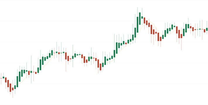 Dynamic financial candlestick chart showing market price fluctuations, isolated on transparent background for professional trading analysis, investment reports, and digital business data visualization
