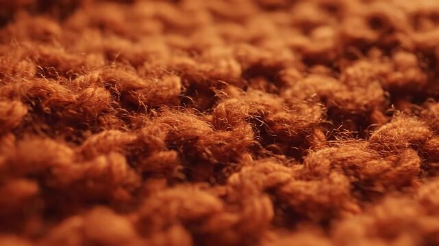 Close-up view of brown knitted wool texture showing soft fiber details.