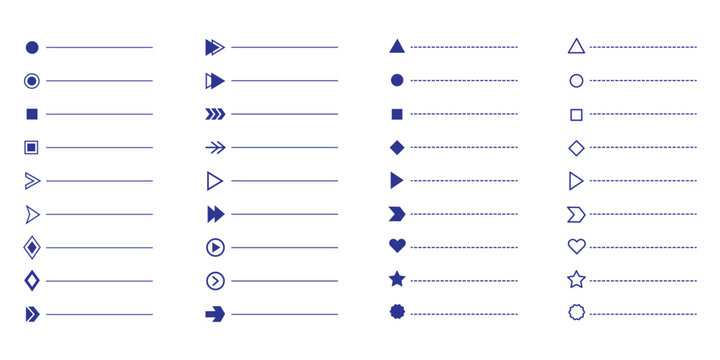 Bullet point arrow vector icon set featuring fl&egrave;che arrow symbols for PowerPoint presentations and organized lists.