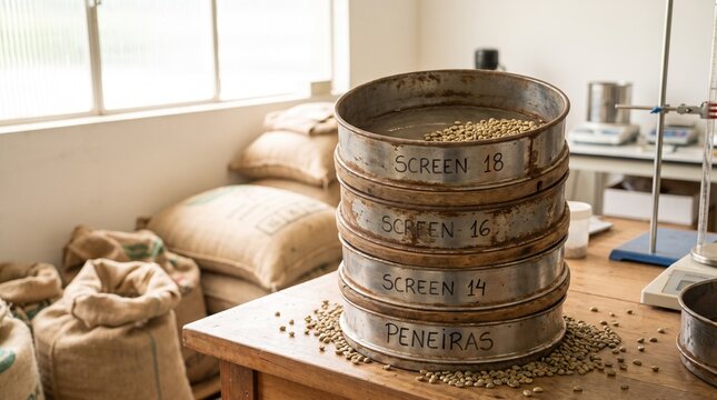 Brazilian coffee production chain. Brazilian Coffee Sorting and Grading with Sieves in a Laboratory Setting