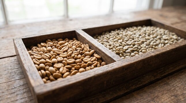 Brazilian coffee production chain. Brazilian Coffee Beans Drying Patio Process Showing Green and Roasted Beans
