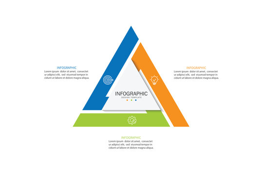 vector triangle infographic with 3 option step set, for business presentation visual communication. editable vector illustration