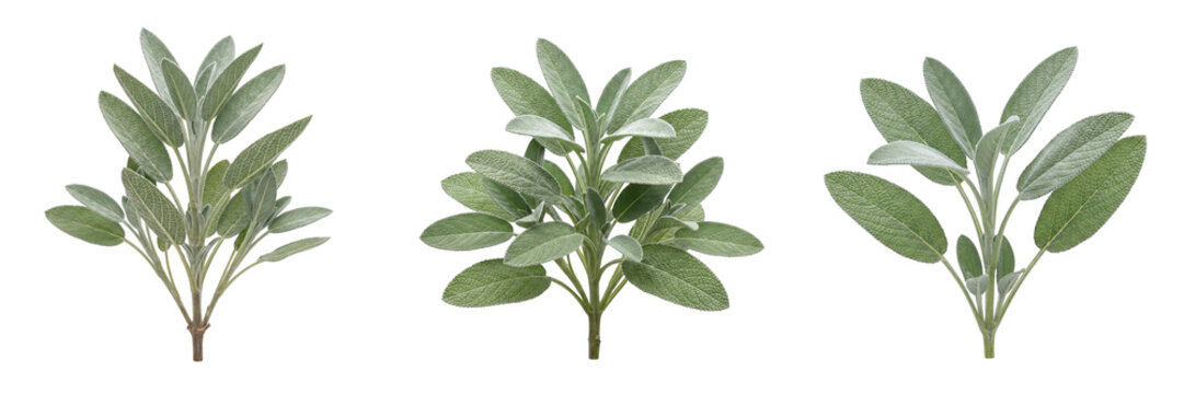  Fresh organic sage plant sprig aromatic culinary herb isolated on black background