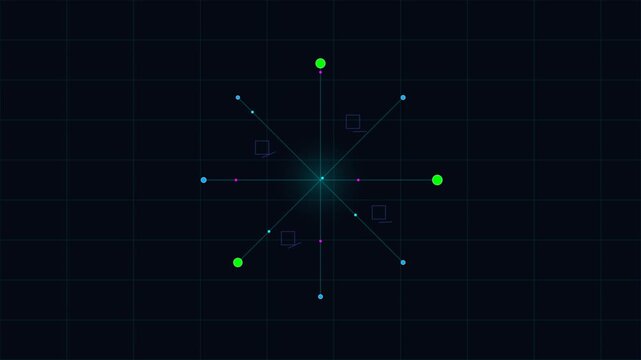 Futuristic digital hud interface elements glowing on dark background