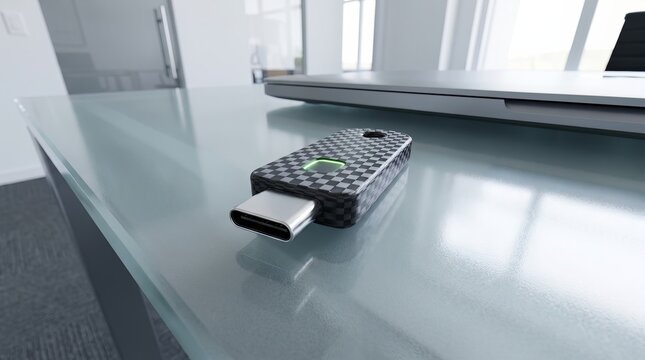  USB Type-C Flash Drive on Modern Office Desk