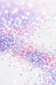 Pastel glitter and iridescent confetti texture with pink purple sparkles for party background and creative design surface