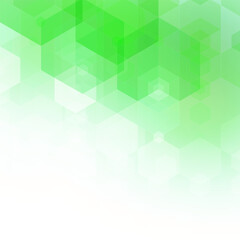 Obraz premium Abstract light geometric background with green and lime hexagons in the form of a corner gradient. eps 10