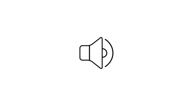 Speaker icon animation with sound waves on white background for audio volume, microphone, voice, and media interface.