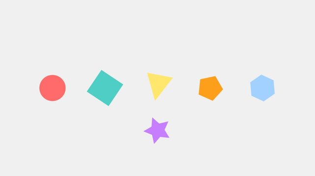 Colorful geometric shapes animating in a grid layout