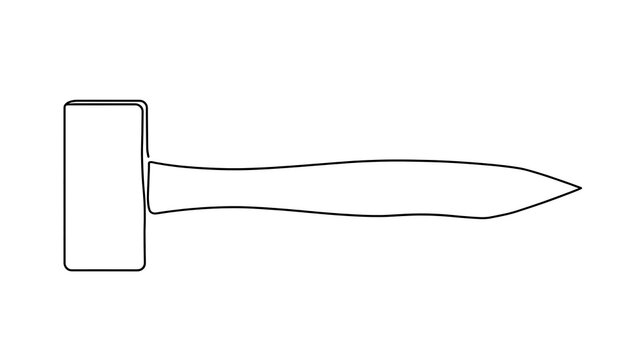 Simple hammer illustration on white background.