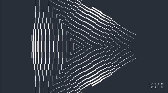 The geometric pattern forms a symmetrical triangle in the center. Overlay effect. Abstract lines create a dynamic image. Illustration for brochure, poster, cover, card, presentation, flyer or banner.
