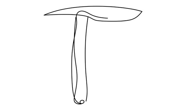 Simple line art hammer drawing white background.