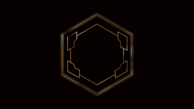 luxury gold hexagonal box empty text logo on the green screen background