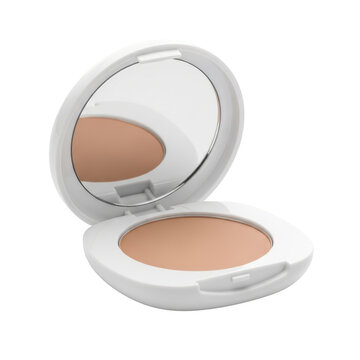 Open compact powder makeup in case