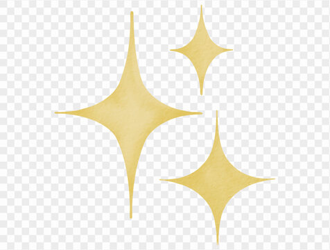 Golden watercolor sparkle starbursts, magical Halloween decorative elements Vector.