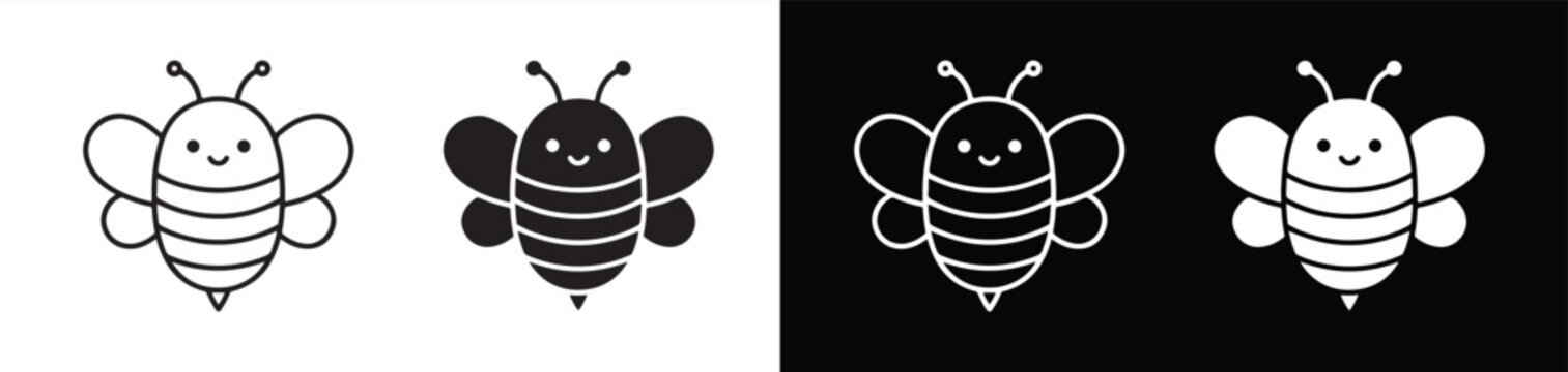 Cute cartoon bee vector graphics with different color variations for illustrations and designs