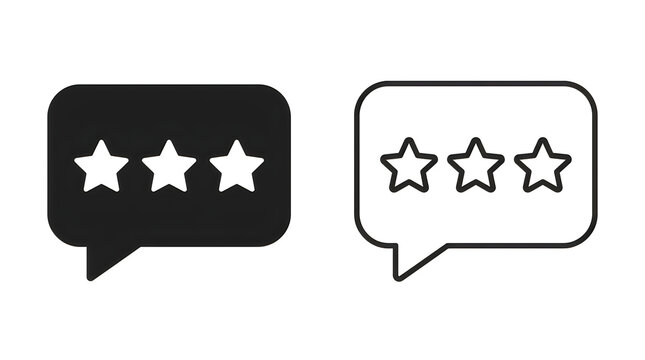 Speech bubble with three star rating icons