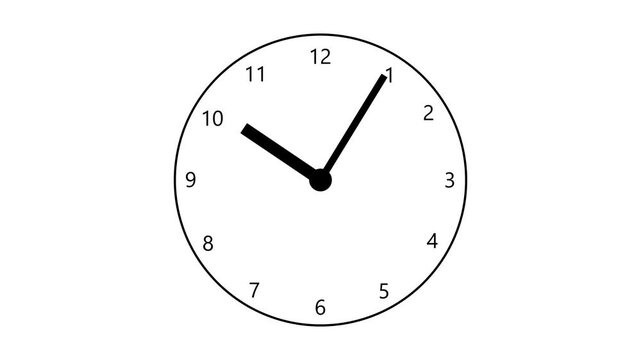 Animated clock. silver watch. Hands of the clock turn quickly. Concept of time, deadline. Looped video. Vector illustration isolated on green background.