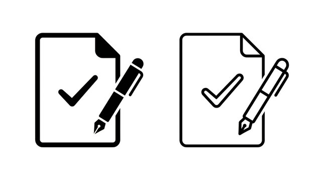 Checked document icon with pen