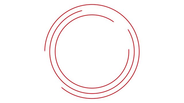 Animated black circular frame spins. Linear symbol rotates. Copy space for text. Vector illustration isolated on white background.