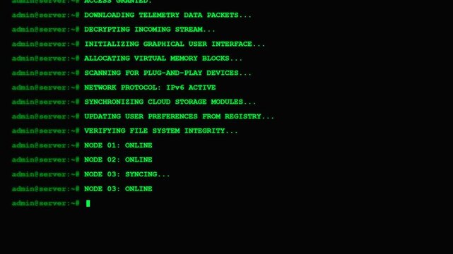 Admin server terminal command line upload progress screen.