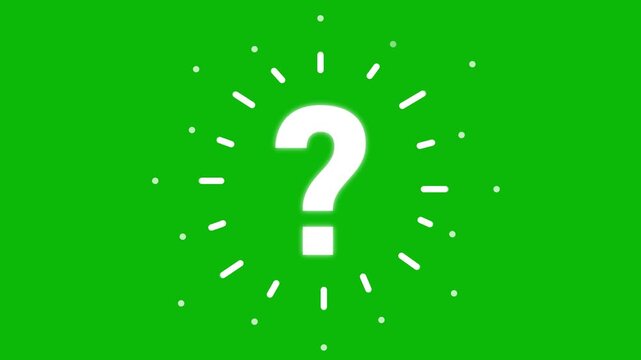 Animated orange symbol of question mark. Radiance from rays around symbol. Looped video. Vector illustration isolated on a white background.