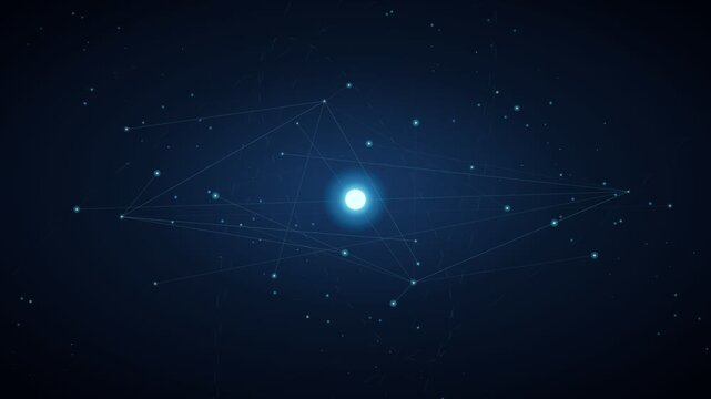 mathematical and physical formulas moving in space with lines and dots, the concept of science fiction, futurism, innovation and technological breakthrough, as well as education and cyberspace