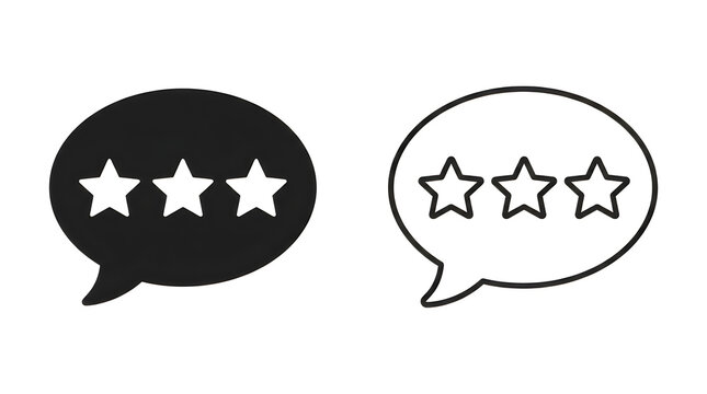 Speech bubble icons with three stars rating