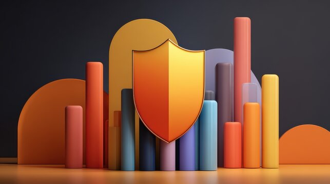 Abstract Shield Design With Colorful Bars and Shapes Background