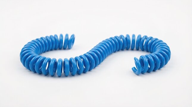 Blue Spiral Wire Plastic Isolated on White Background for Creative Design
