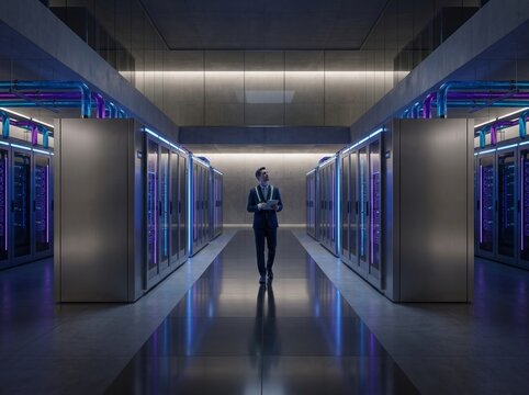 Engineer Inspecting Server Systems 2k Creative Image