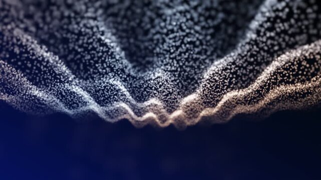 A mesmerizing undulating wave pattern forms across a screen, starting with deep blue at the bottom and bright white towards the top