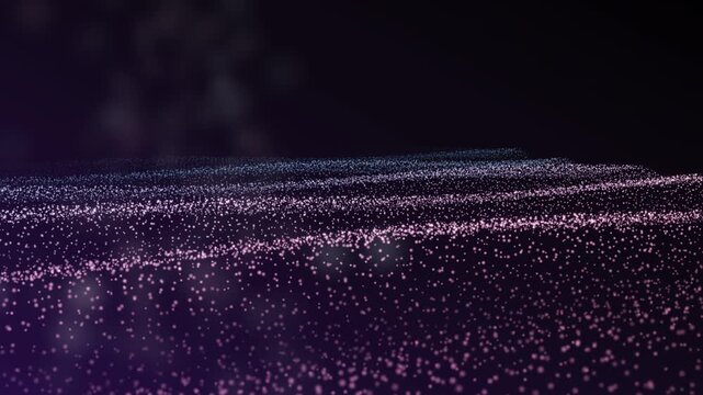 A vast, undulating landscape composed of shimmering particles that resemble a cosmic or digital nebula